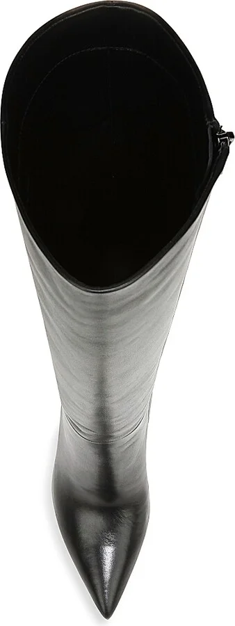 Women's Lisa 95MM Knee-High Wide-Calf Leather Boots - Black - Size 7.5 - Image 5