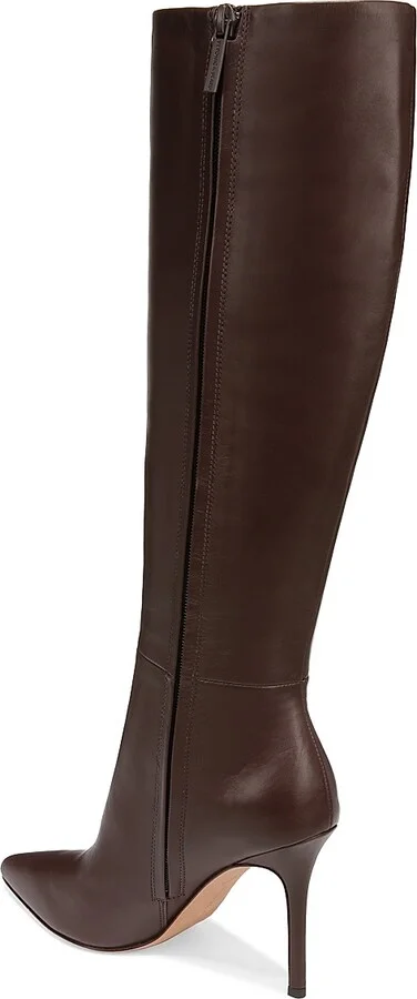 Women's Lisa Leather High-Heel Boots - Espresso - Size 9.5 - Image 3