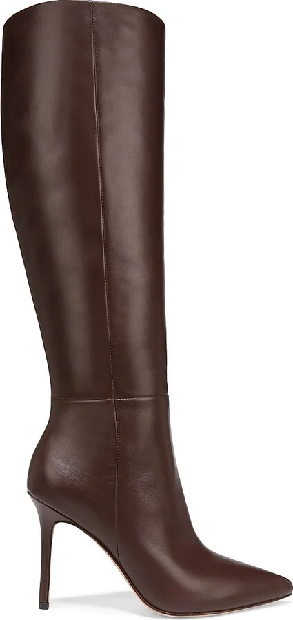Women's Lisa Leather High-Heel Boots - Espresso - Size 9.5
