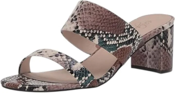 Women's Liya Snakeskin Open Toe Heels In Snake Leather