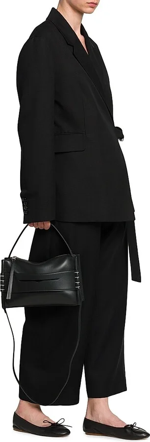 Women's Loafer Leather Top Handle Bag - Black - Image 2