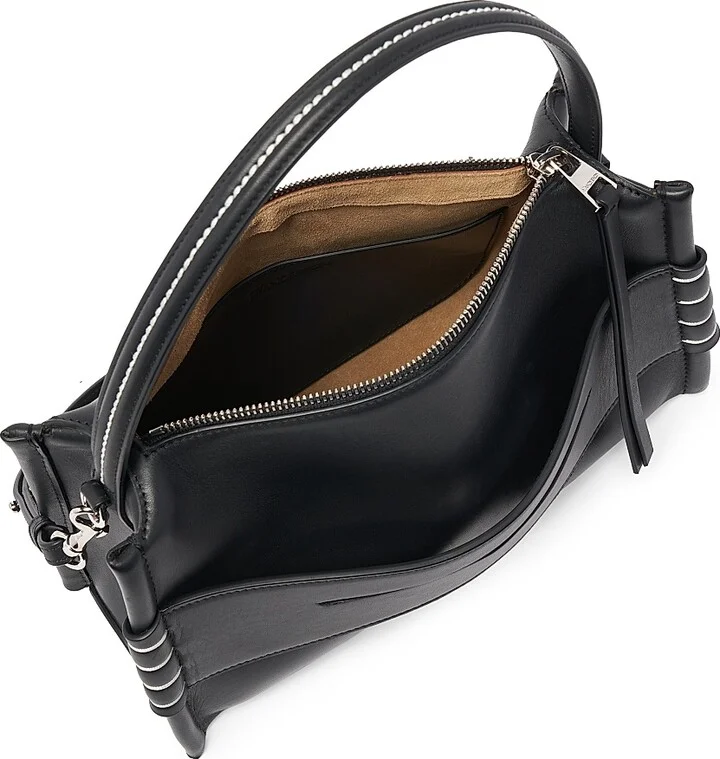 Women's Loafer Leather Top Handle Bag - Black - Image 4