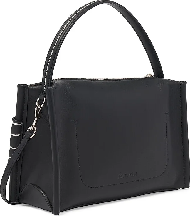 Women's Loafer Leather Top Handle Bag - Black - Image 5