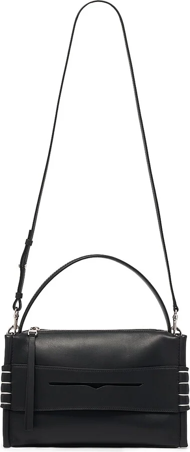 Women's Loafer Leather Top Handle Bag - Black - Image 6
