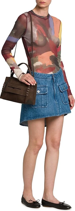 Women's Loafer Leather Top Handle Bag - Black - Image 7