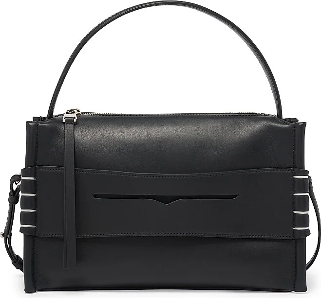 Women's Loafer Leather Top Handle Bag - Black