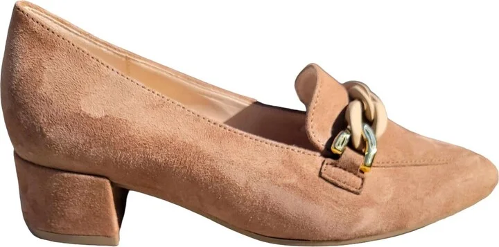 Women's Loafers In Taupe W/ Gold Link