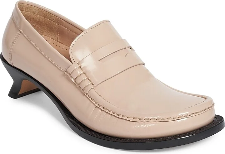 Women's Loewe Tierra 40MM Leather Kitten-Heel Loafer Pumps - Powder - Size 5 - Image 2