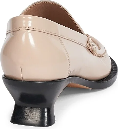 Women's Loewe Tierra 40MM Leather Kitten-Heel Loafer Pumps - Powder - Size 5 - Image 3