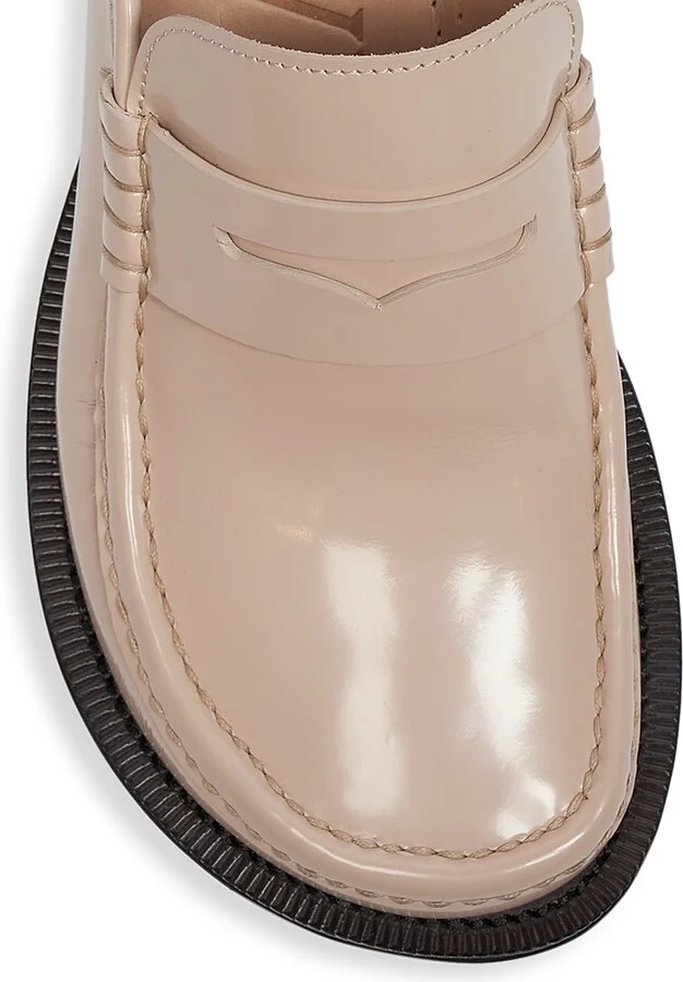Women's Loewe Tierra 40MM Leather Kitten-Heel Loafer Pumps - Powder - Size 5 - Image 4