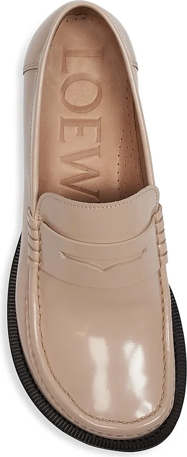 Women's Loewe Tierra 40MM Leather Kitten-Heel Loafer Pumps - Powder - Size 5 - Image 5
