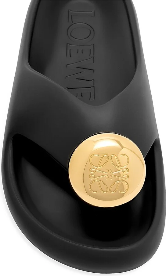 Women's LOEWE x Paula's Ibiza Foam Pebble Toe Post Sandals - Black Gold - Size 5 - Image 4