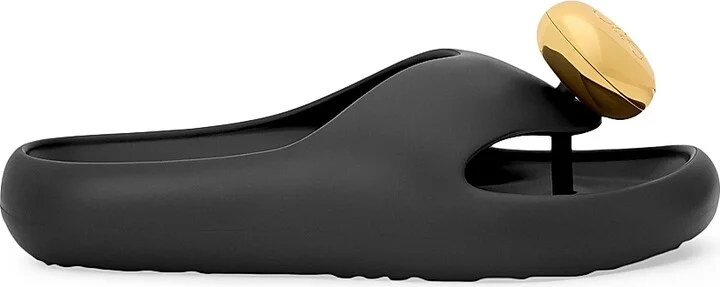 Women's LOEWE x Paula's Ibiza Foam Pebble Toe Post Sandals - Black Gold - Size 5