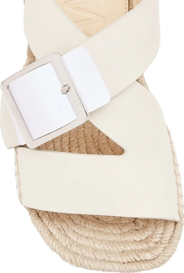 Women's LOEWE x Paula's Ibiza Petal 80MM Woven Leather Espadrilles - White - Size 6 - Image 4
