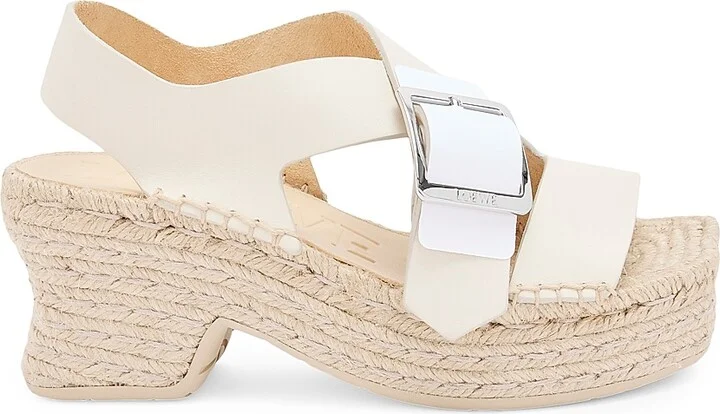 Women's LOEWE x Paula's Ibiza Petal 80MM Woven Leather Espadrilles - White - Size 6