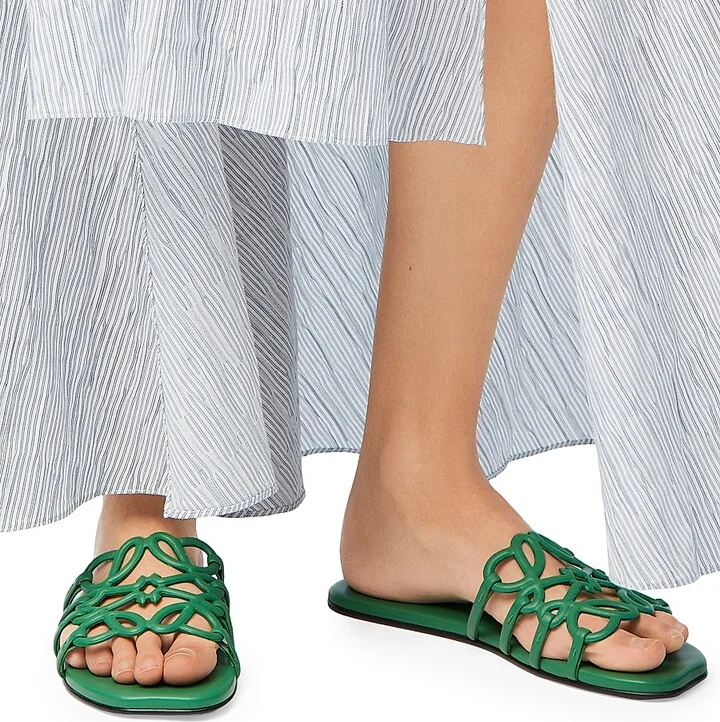 Women's LOEWE x Paula's Ibiza Petal Anagram Leather Slides - Green - Size 7 Sandals - Image 5