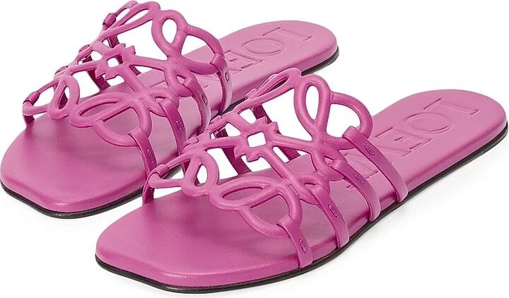 Women's LOEWE x Paula's Ibiza Petal Anagram Leather Slides - Green - Size 7 Sandals - Image 6