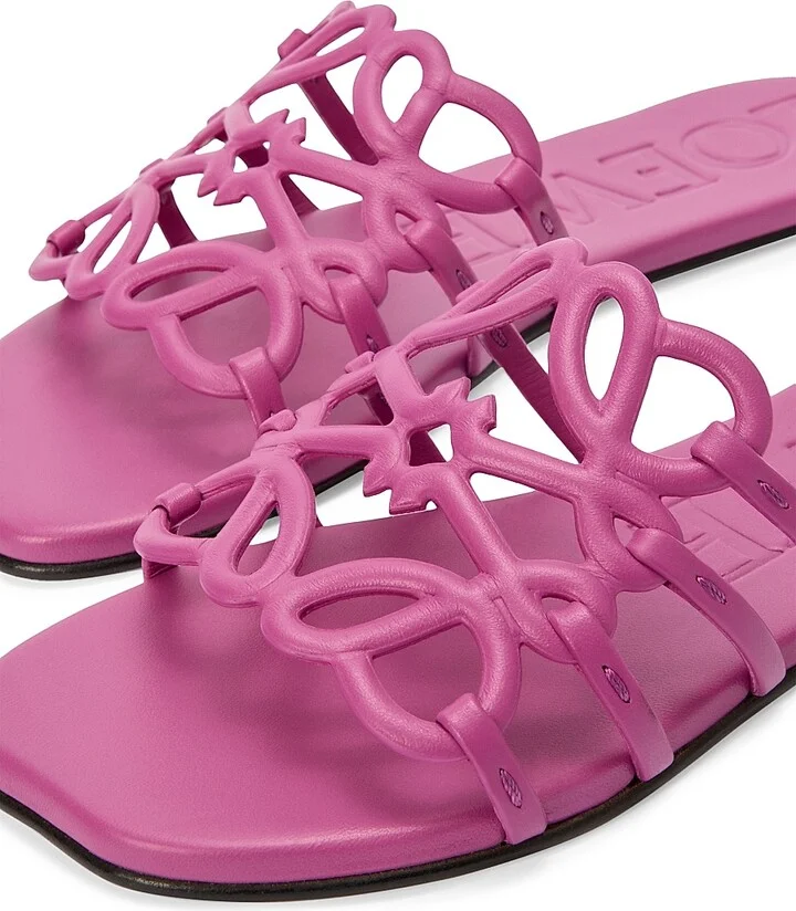 Women's LOEWE x Paula's Ibiza Petal Anagram Leather Slides - Green - Size 7 Sandals - Image 8
