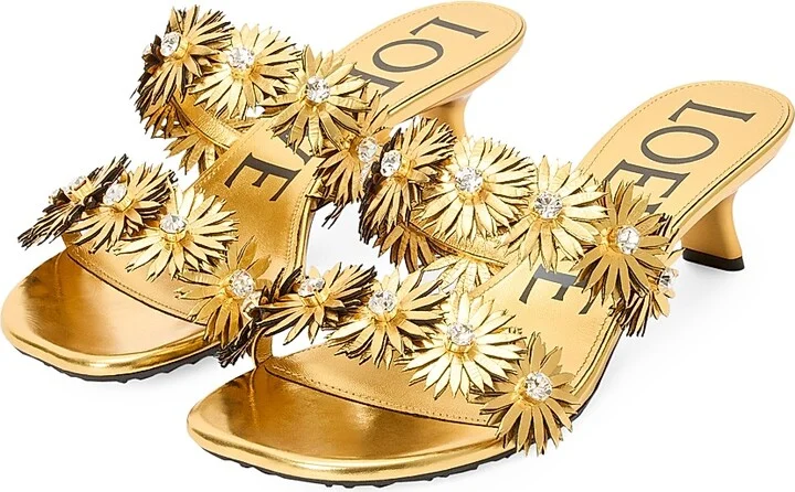 Women's LOEWE x Paula's Ibiza Petal Flower 45MM Leather Sandals - Gold - Size 6 - Image 2