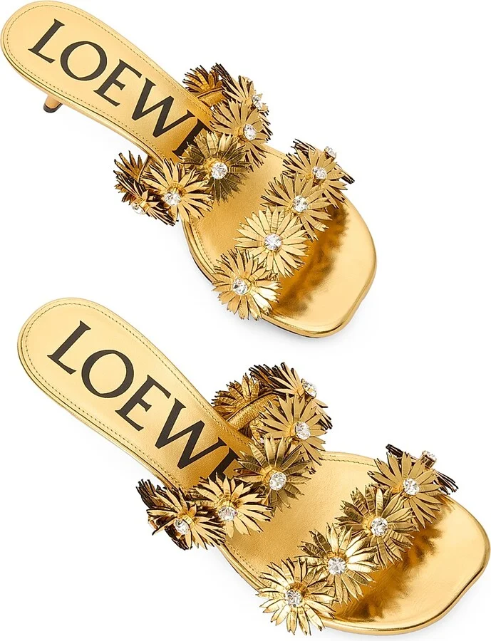 Women's LOEWE x Paula's Ibiza Petal Flower 45MM Leather Sandals - Gold - Size 6 - Image 3