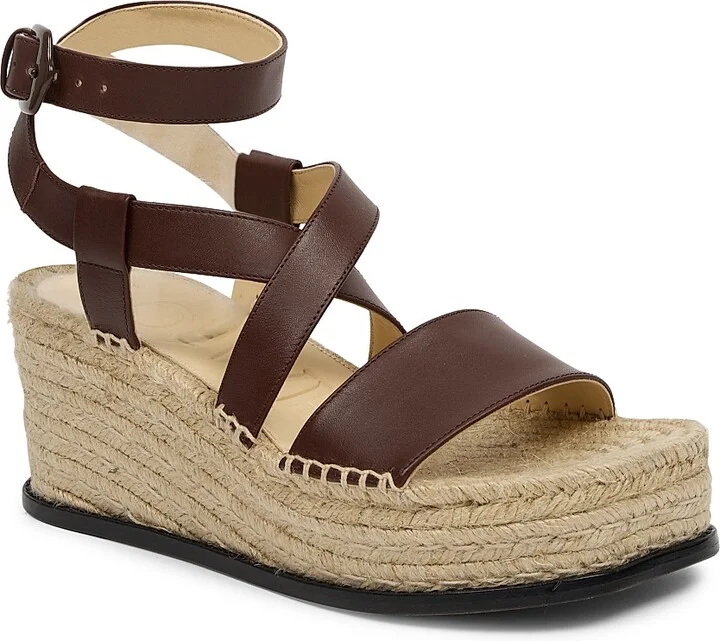 Women's LOEWE x Paula's Ibiza Petal Leather Espadrille Wedge Sandals - Dark Brown - Size 7 - Image 2