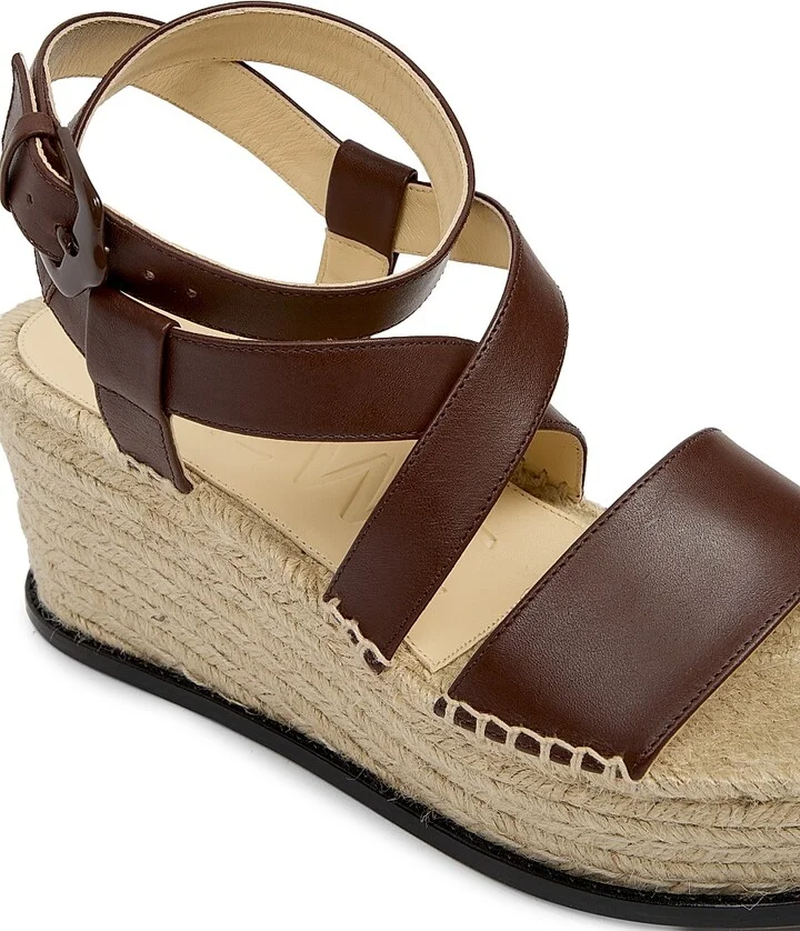 Women's LOEWE x Paula's Ibiza Petal Leather Espadrille Wedge Sandals - Dark Brown - Size 7 - Image 5