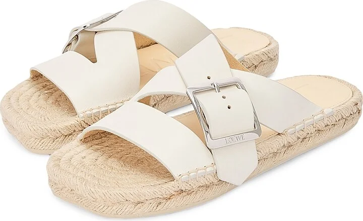 Women's LOEWE x Paula's Ibiza Petal Woven Leather Espadrilles - White - Size 6 - Image 2
