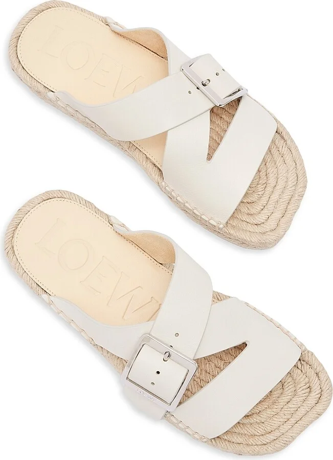 Women's LOEWE x Paula's Ibiza Petal Woven Leather Espadrilles - White - Size 6 - Image 3
