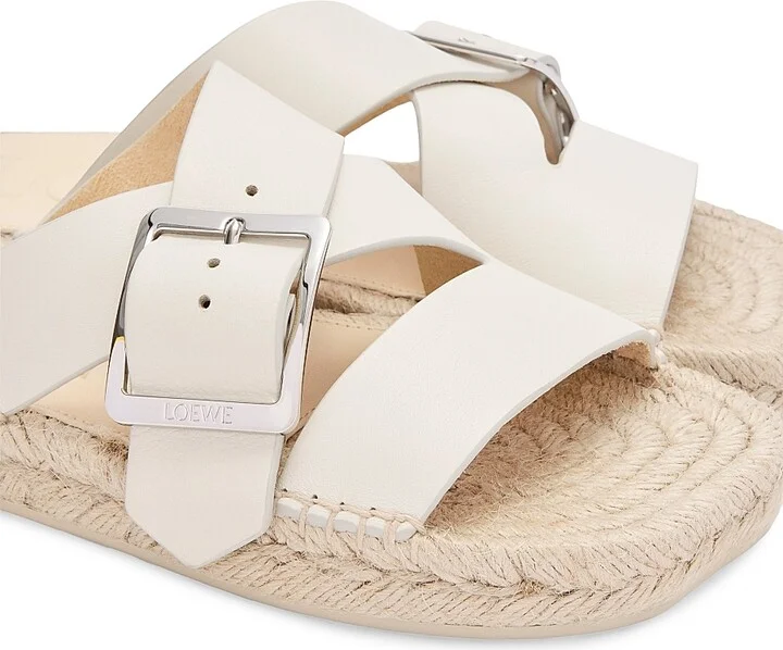 Women's LOEWE x Paula's Ibiza Petal Woven Leather Espadrilles - White - Size 6 - Image 4