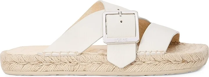 Women's LOEWE x Paula's Ibiza Petal Woven Leather Espadrilles - White - Size 6