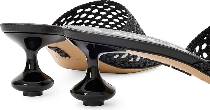 Women's LOEWE x Paula's Ibiza Toy 45MM Mesh-Leather Sandals - Black - Size 5 - Image 4