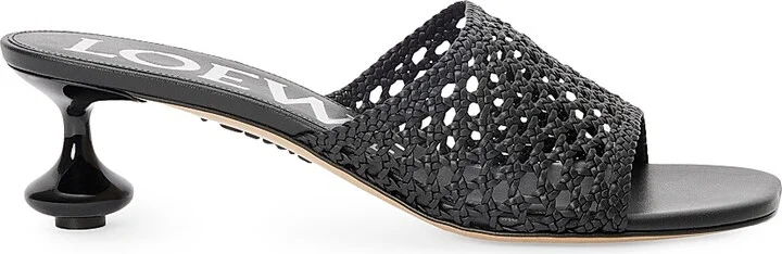 Women's LOEWE x Paula's Ibiza Toy 45MM Mesh-Leather Sandals - Black - Size 5