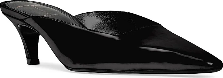 Women's Logan 50MM Box Leather Mules - Black Leather - Size 5.5 - Image 3
