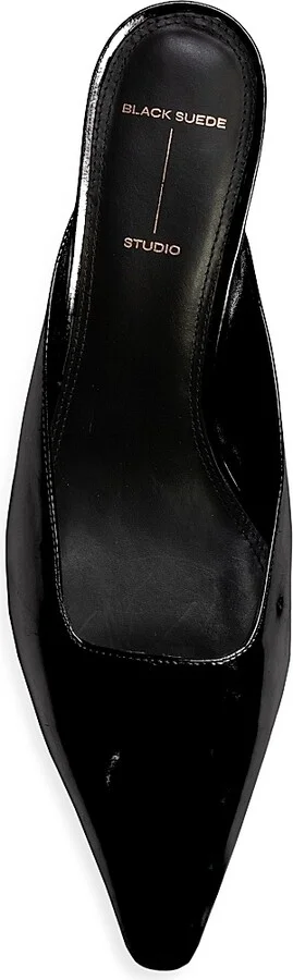 Women's Logan 50MM Box Leather Mules - Black Leather - Size 5.5 - Image 6
