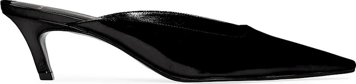Women's Logan 50MM Box Leather Mules - Black Leather - Size 5.5