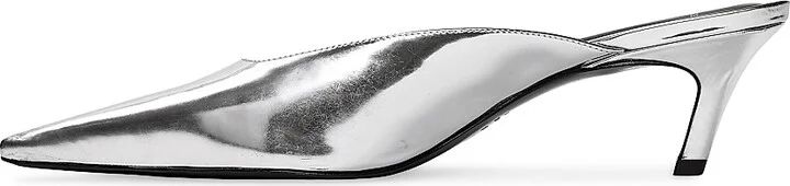 Women's Logan 50MM Kitten Heel Mules - Silver - Size 7 - Image 4