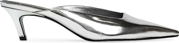 Women's Logan 50MM Kitten Heel Mules - Silver - Size 7