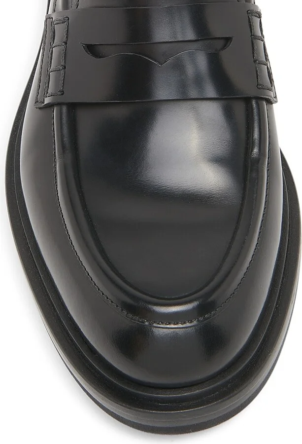 Women's Logo-Detailed Leather Loafers - Nero - Size 5 - Image 4