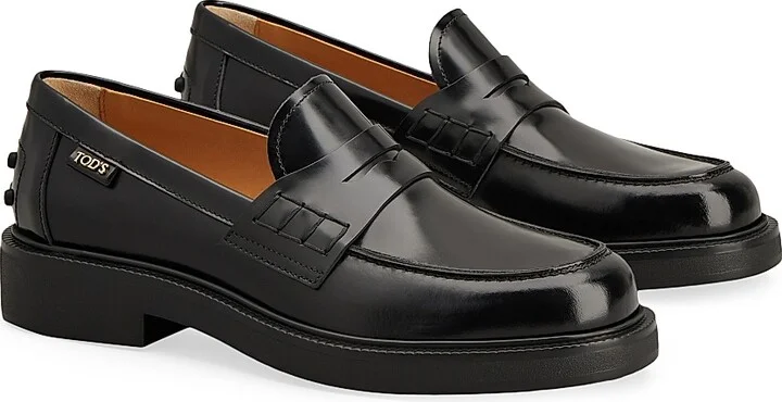 Women's Logo-Detailed Leather Penny Loafers - Nero - Size 5 - Image 2