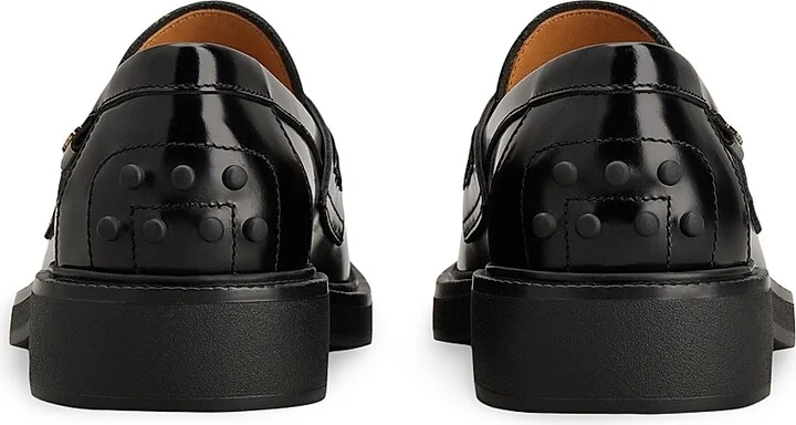 Women's Logo-Detailed Leather Penny Loafers - Nero - Size 5 - Image 3