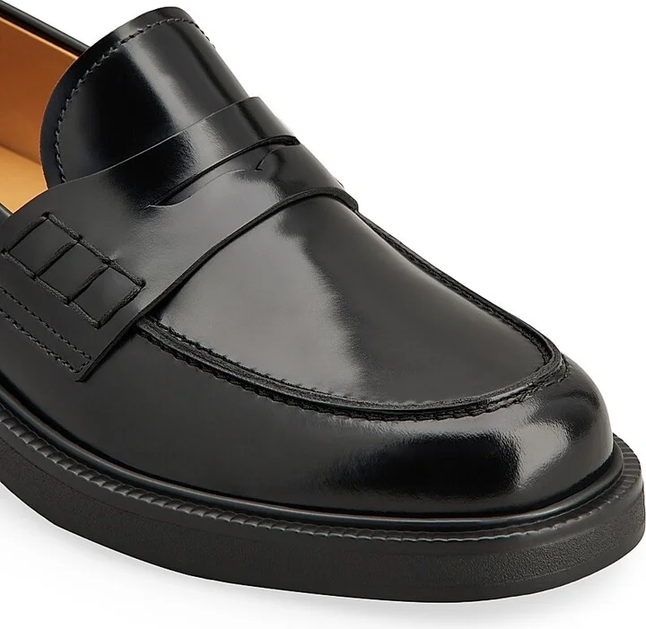 Women's Logo-Detailed Leather Penny Loafers - Nero - Size 5 - Image 5