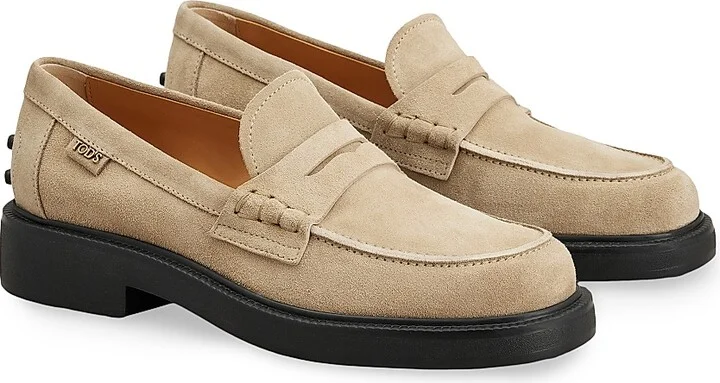 Women's Logo-Detailed Suede Penny Loafers - Tabacco Chiaro - Size 5.5 - Image 2