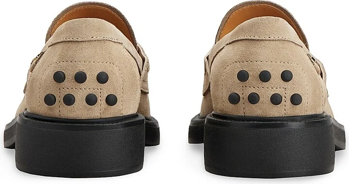 Women's Logo-Detailed Suede Penny Loafers - Tabacco Chiaro - Size 5.5 - Image 3