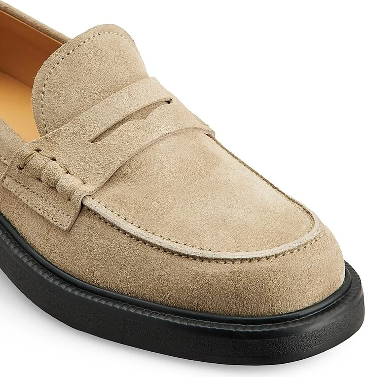 Women's Logo-Detailed Suede Penny Loafers - Tabacco Chiaro - Size 5.5 - Image 5