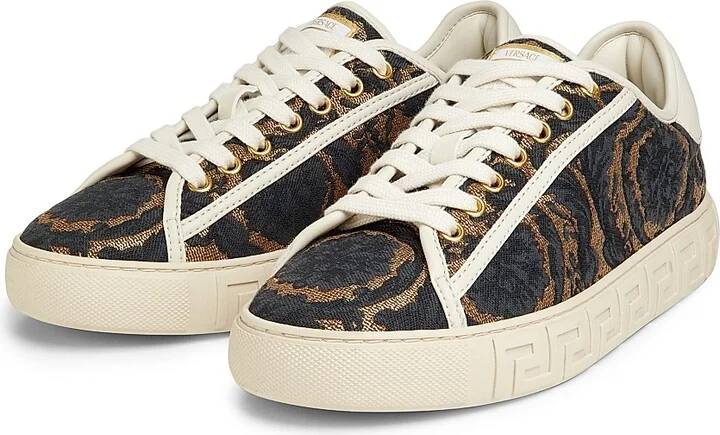 Women's Logo Floral Jacquard Sneakers - Gold Multi - Size 5 - Image 2