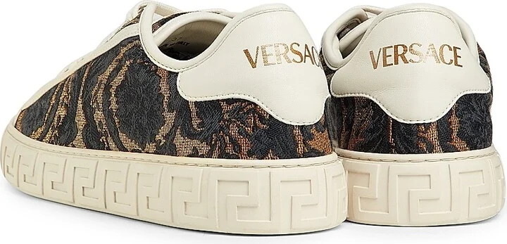 Women's Logo Floral Jacquard Sneakers - Gold Multi - Size 5 - Image 3