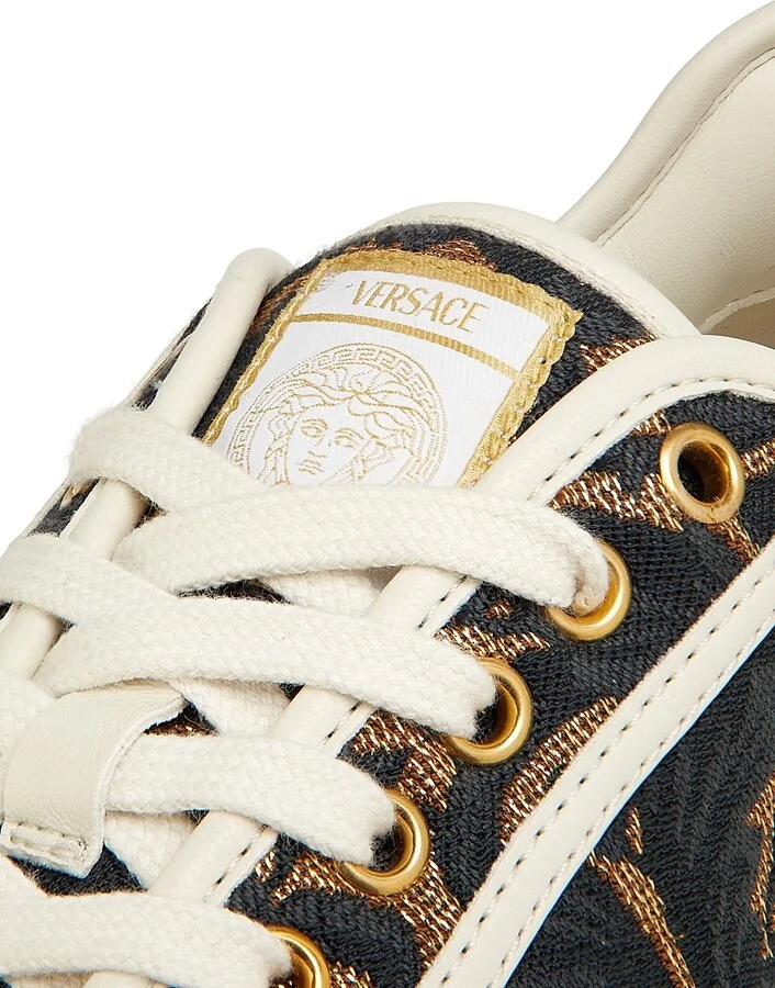 Women's Logo Floral Jacquard Sneakers - Gold Multi - Size 5 - Image 5