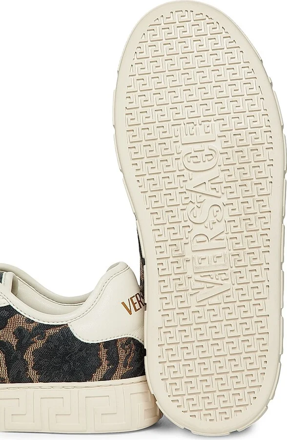 Women's Logo Floral Jacquard Sneakers - Gold Multi - Size 5 - Image 6