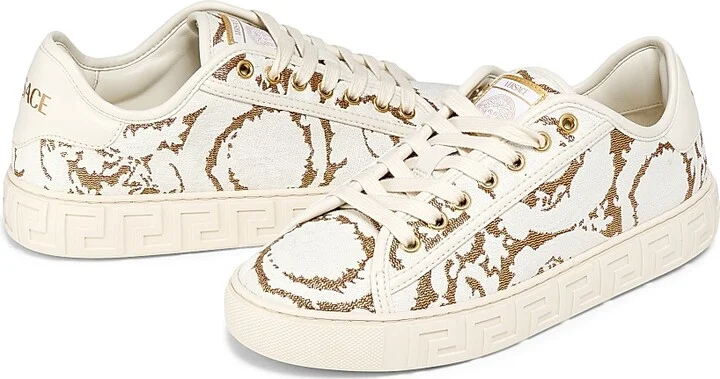 Women's Logo Floral Jacquard Sneakers - Gold Multi - Size 5 - Image 7