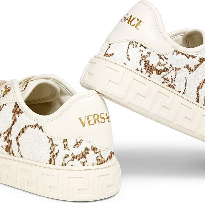 Women's Logo Floral Jacquard Sneakers - Gold Multi - Size 5 - Image 8